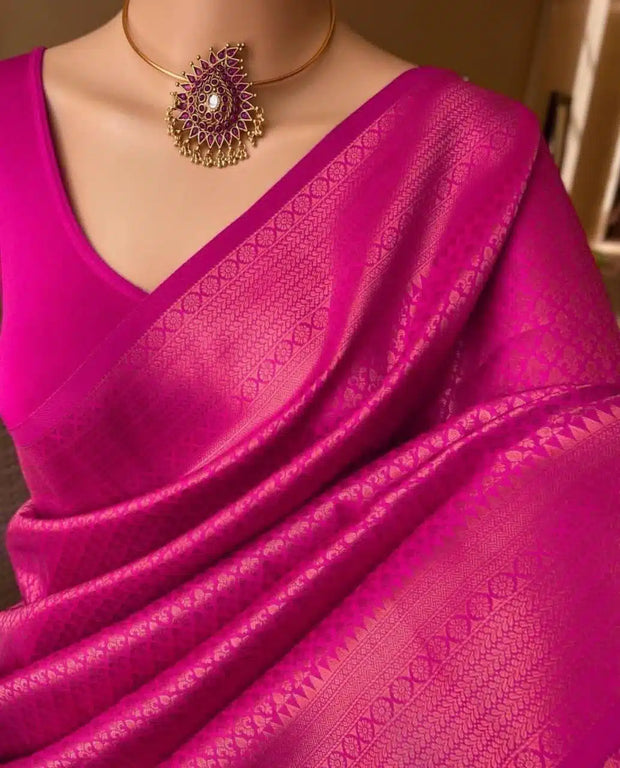 Pink Kubera Pattu Silk Saree