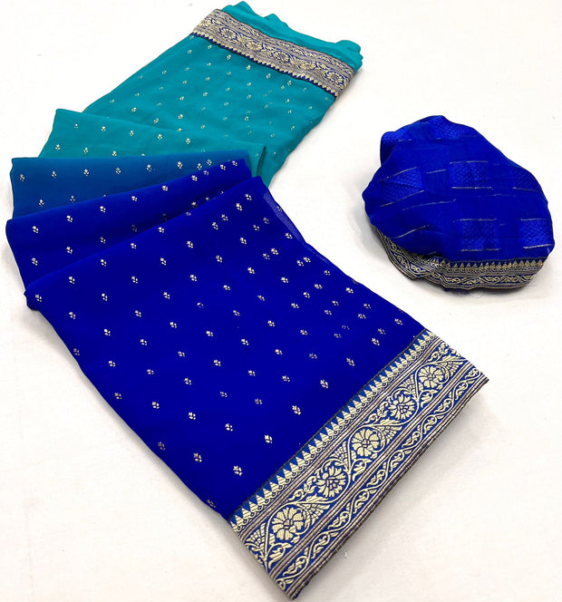 Blue Dual Shaded Georgette Saree