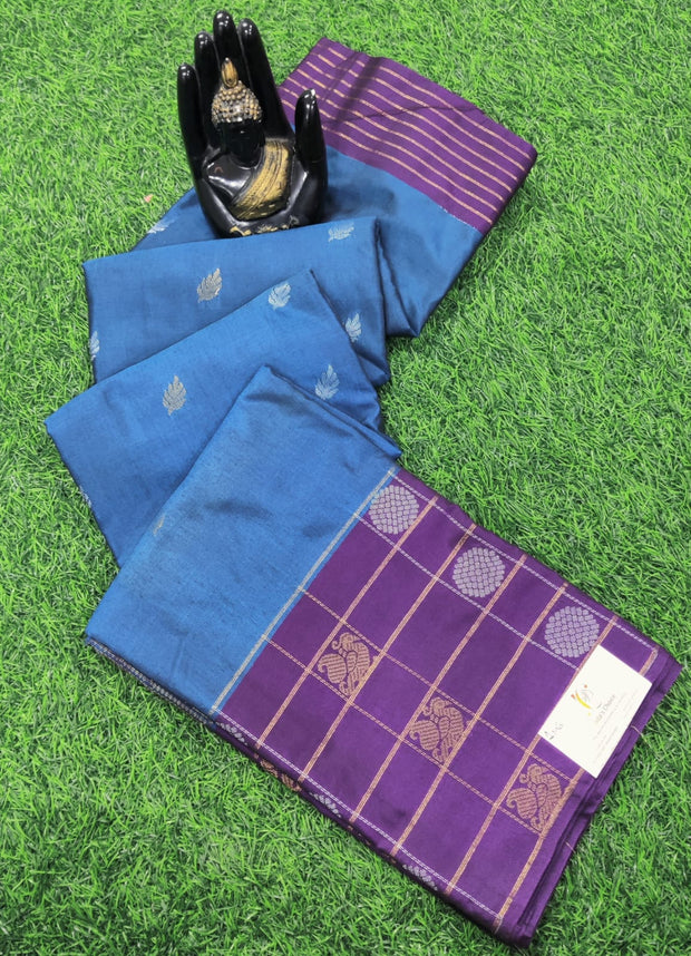 Blue Linen Pattu 1JUL7