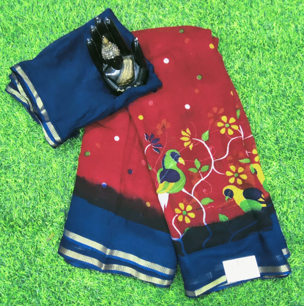 Red Pure Georgette 3JUL11E