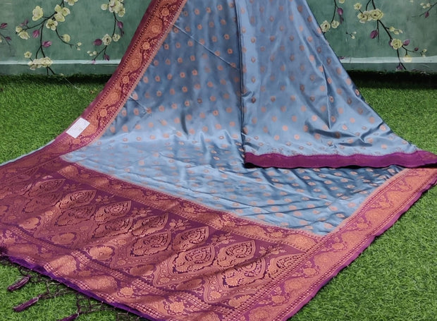 Grey Satin Pattu 10AUG13