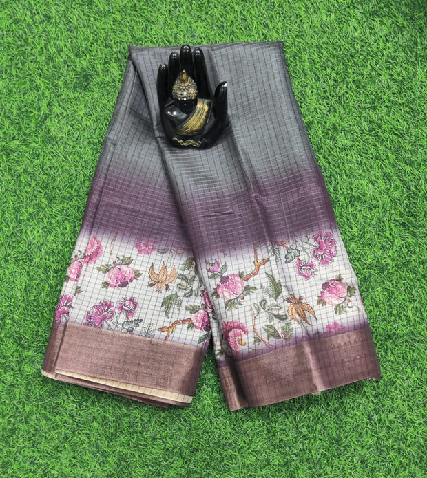 Grey Tussar Saree 20H42E