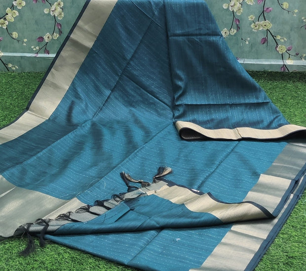Peacock Blue Khadi Pattu 19 H5-13