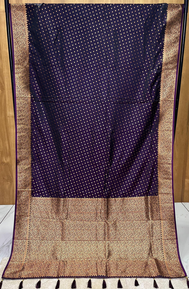 Dark Purple Katan Banaras Silk Saree