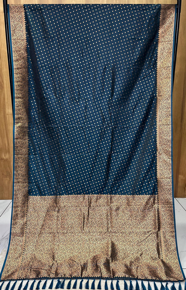 Nav Blue Katan Banaras Silk Saree