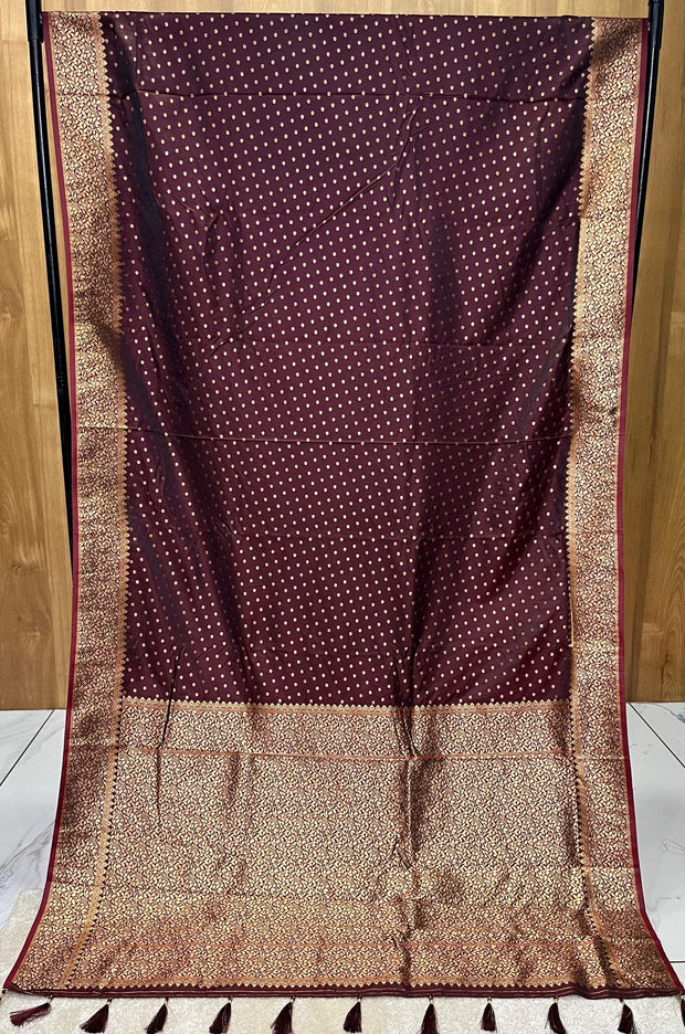 Maroon Katan Banaras Silk Saree