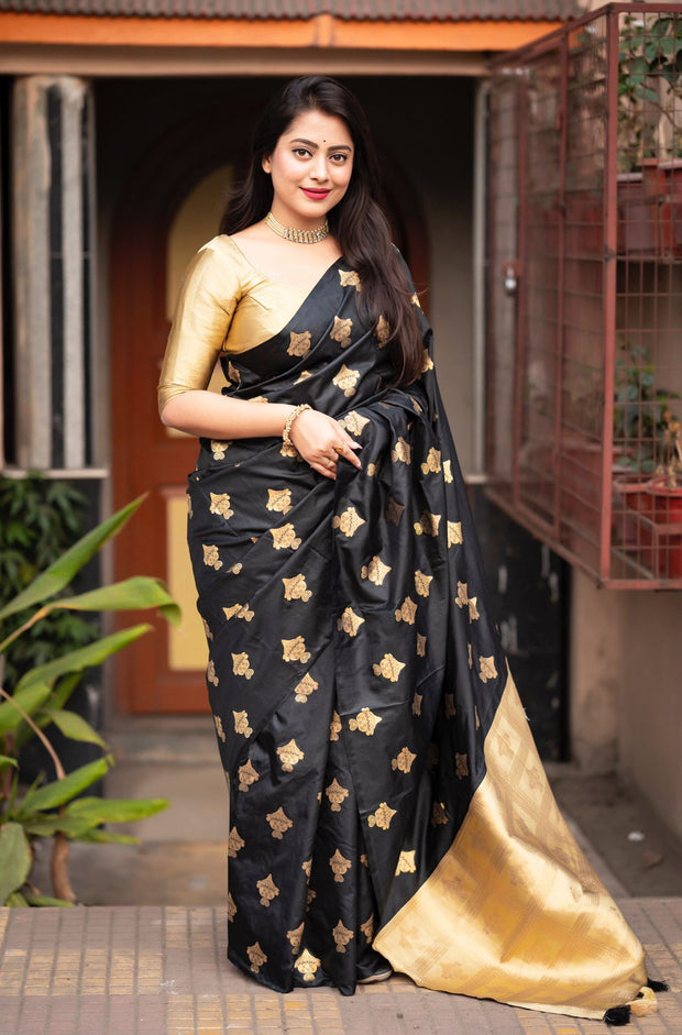 Black and Gold Soft Silk