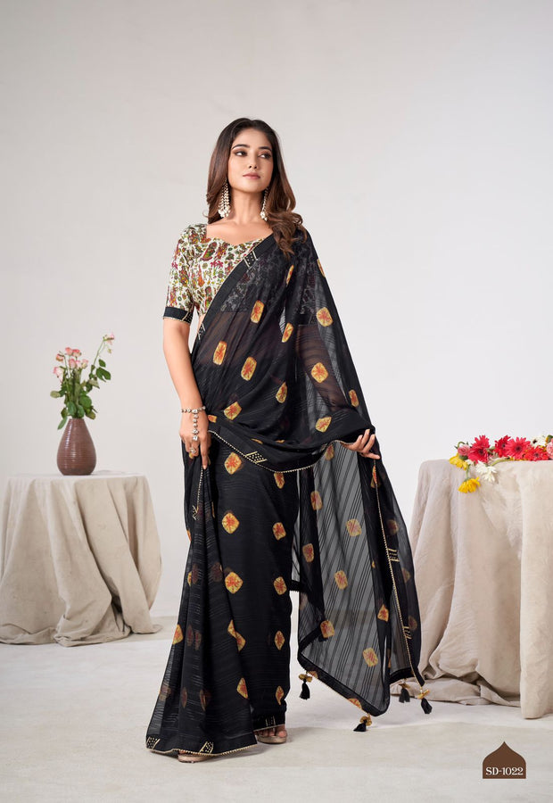 Black Fancy Georgette Saree