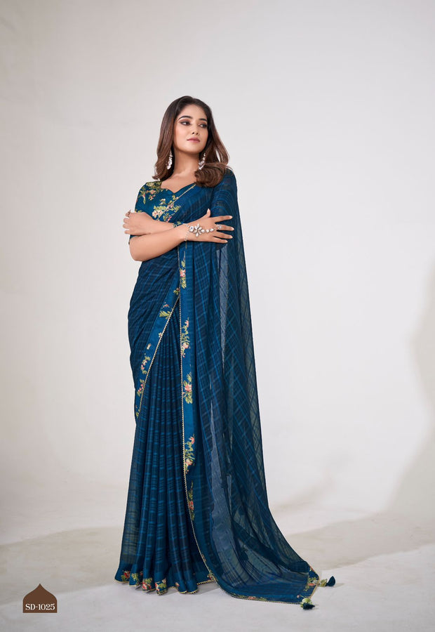 Dark Blue Fancy Georgette Saree