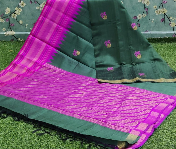 Dark Green Khadi Pattu 1I4-3