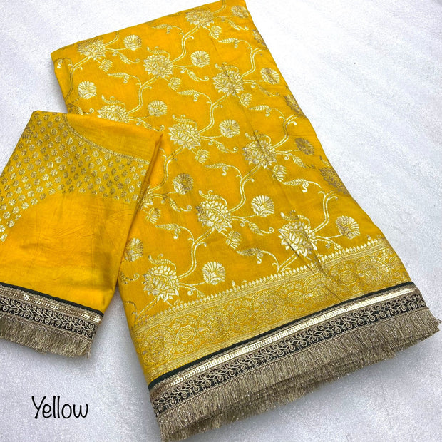 Yellow Meena Viscose Saree