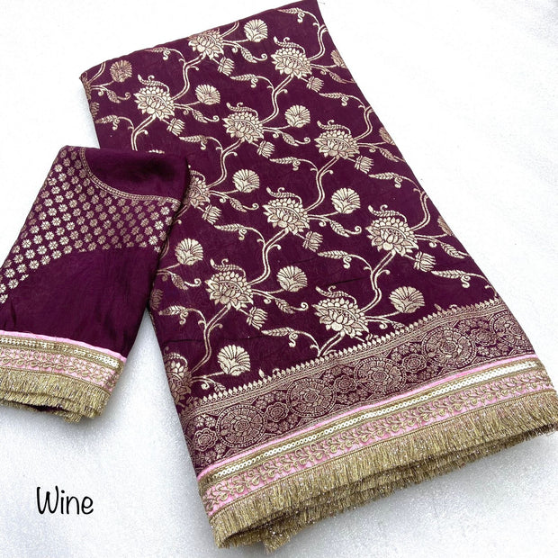 Wine Meena Viscose Saree