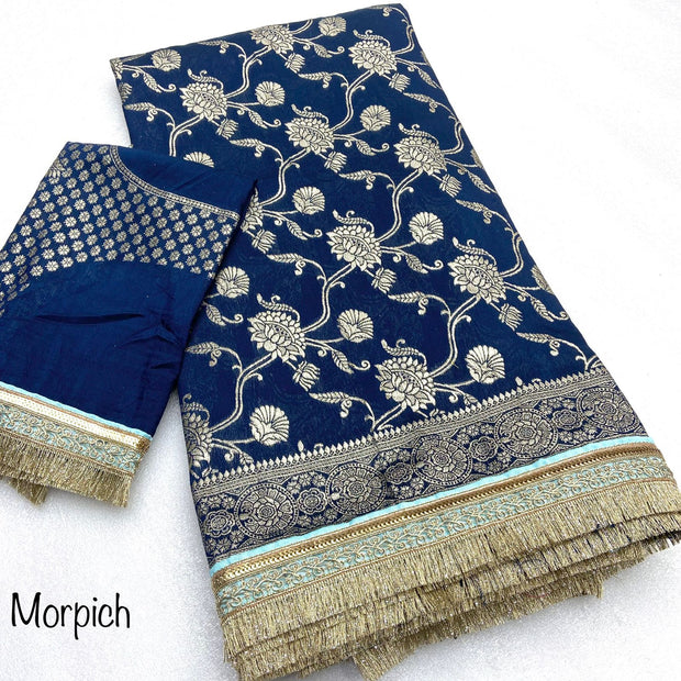 Blue Meena Viscose Saree