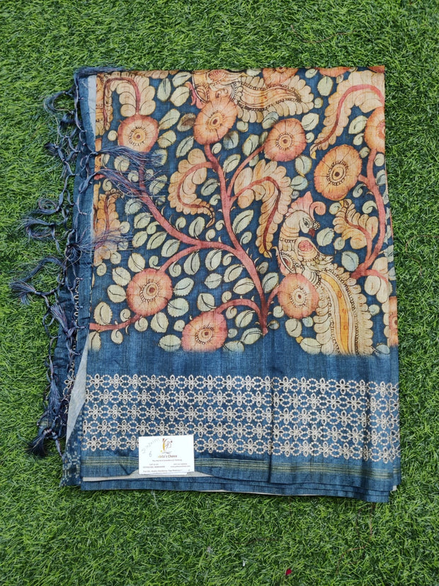 Blue Cutwork Tussar 8 I4-3E