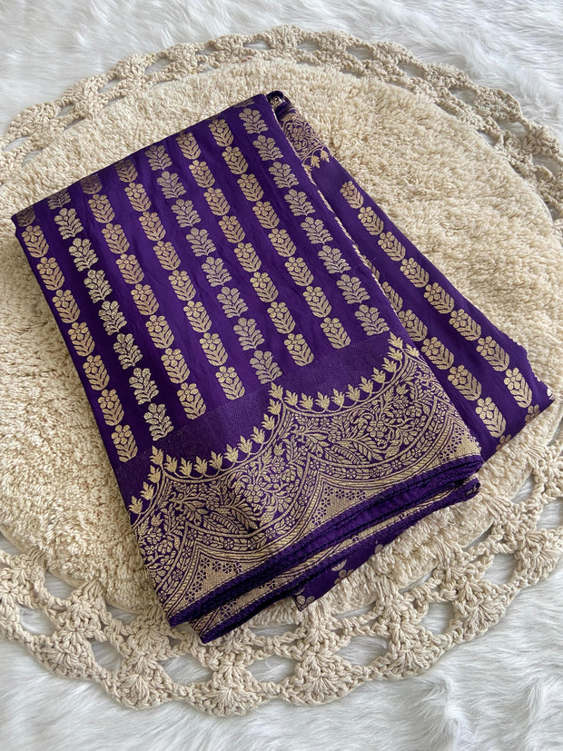 Purple Russian Silk Saree