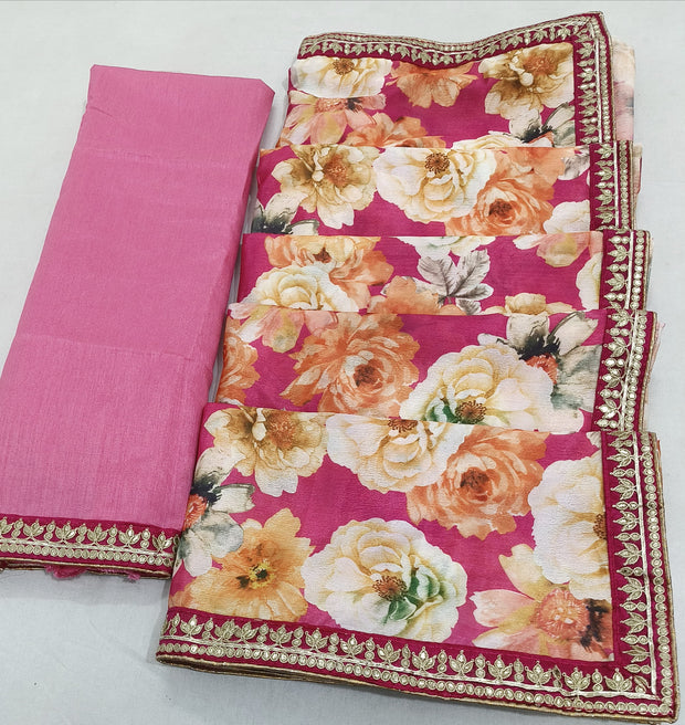 Pink Dola Gota Work Saree