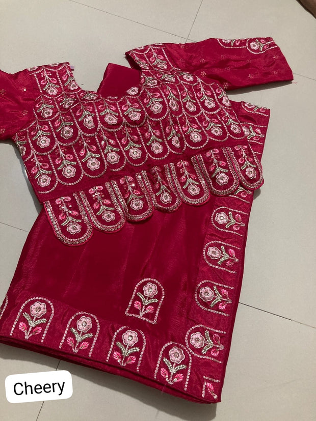 Cherry Desginer Embroidery Work Saree