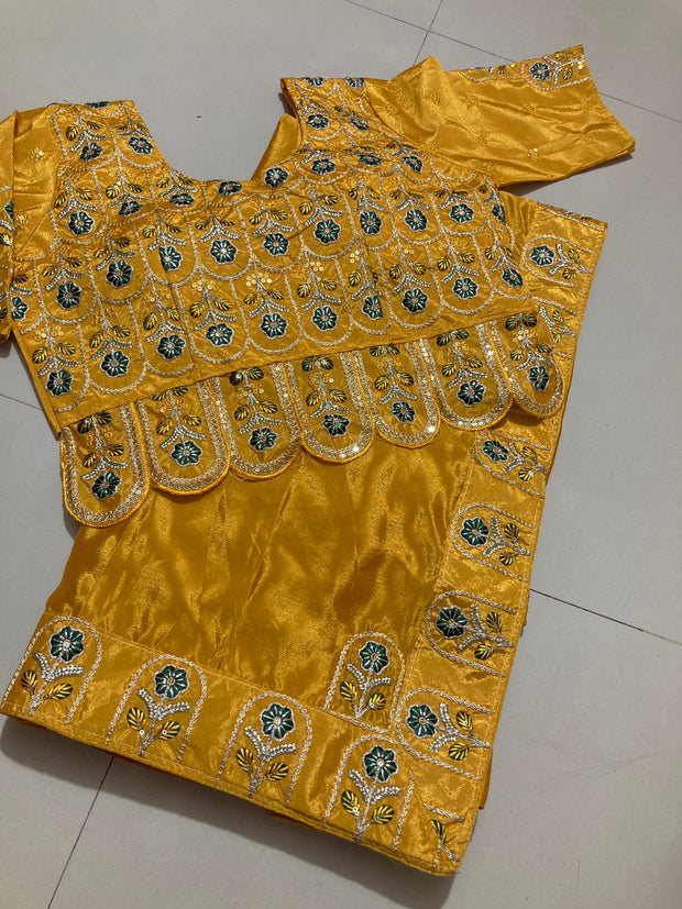 Yellow  Desginer Embroidery Work Saree