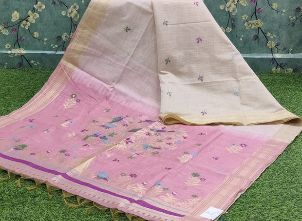 Cream Pink Jamdani 20 I4-9