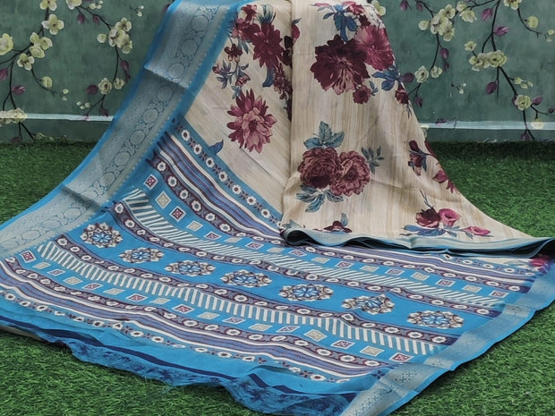 Blue Viscose Georgette 25 I4-1