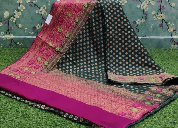 Bottle Green Crush Mulberry Silk 16 J4-6