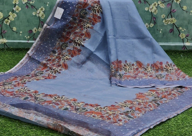 Blue Kalmkari Silk Kota 27 J4-6
