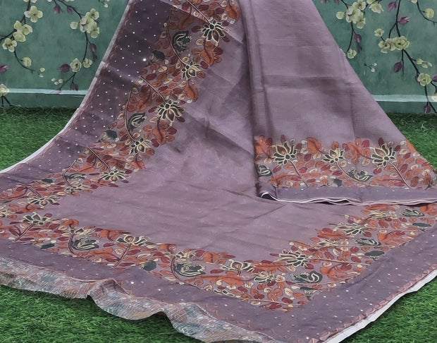 Beige Kalmkari Silk Kota 27 J4-7