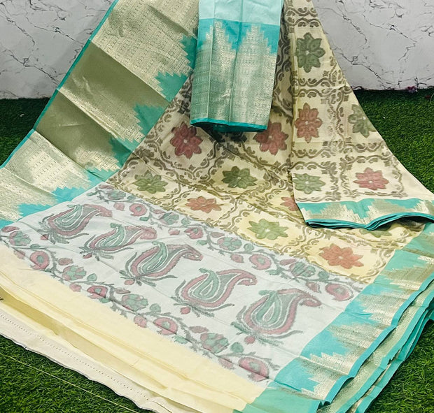 Cream LW Ikkat Pattu 7 L5-1