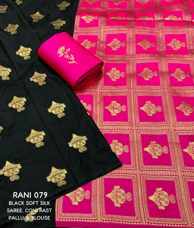 Balck And Pink Soft Silk