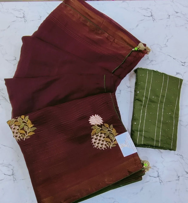 Maroon Chanderi Voile 16Sep13