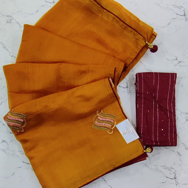 Mustard Yellow Chanderi Voile 16Sep8