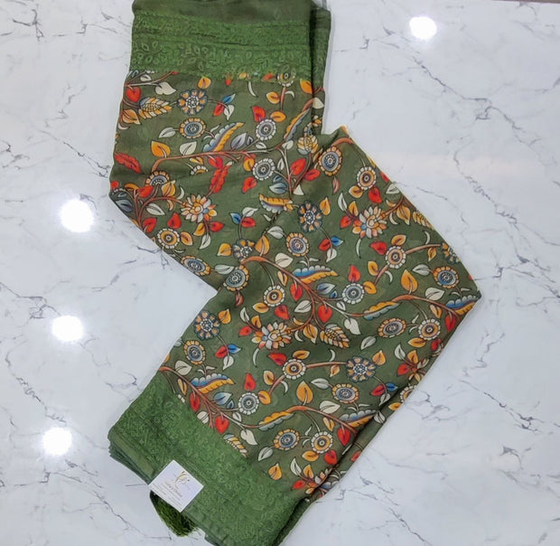 Light Green Georgette Kalamkari 16SEP8E