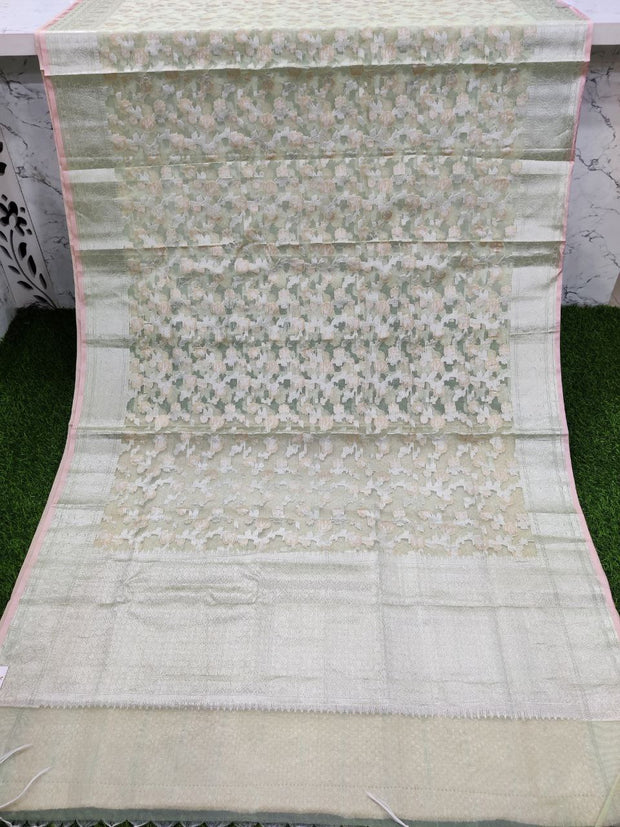 Pista Green Banarasi Organza 17AUG7E