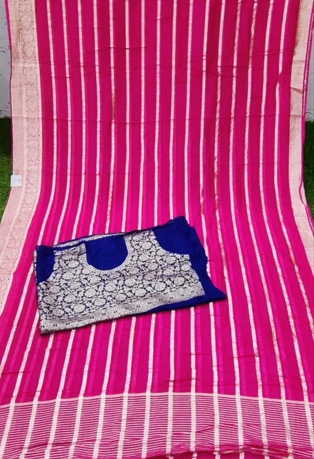 Pink Georgette Banaras Saree 29Sep2E