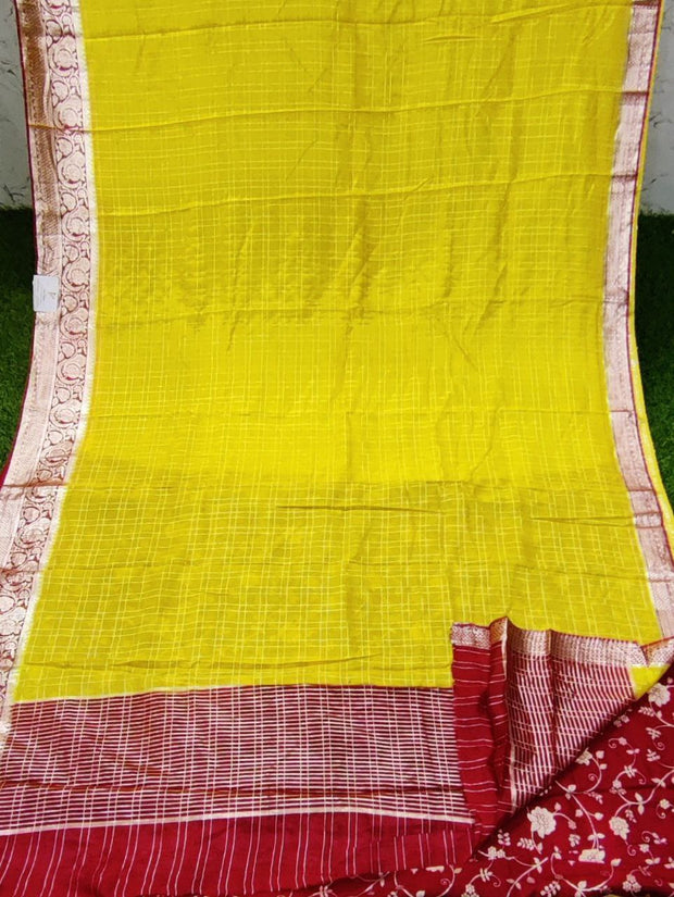 Yellow Georgette Banaras Saree 29Sep4E