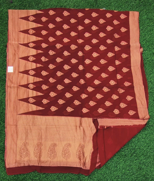 Red Pure Georgette Saree 30Sep2E