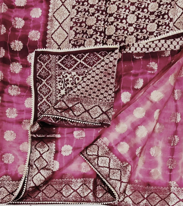 Pink Shibori Georgette Banaras Saree 30Sep9E