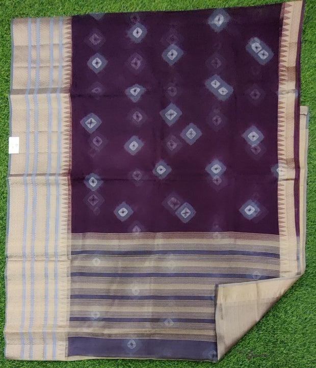 Brown Bandhani Organza Saree 2Oct7E