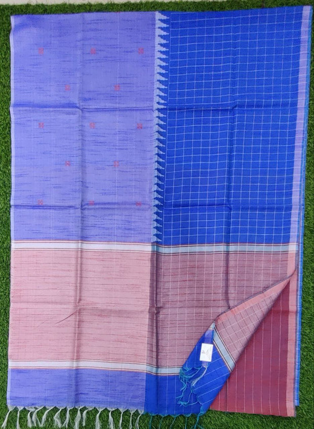 Blue Khadi Cotton Saree 2Oct5E