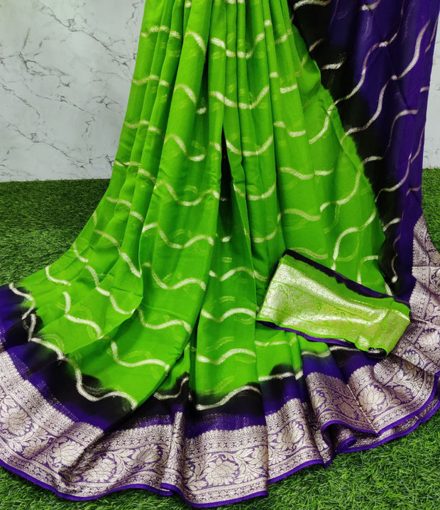 Green Khadi Georgette 11OCT10E