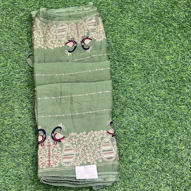 Mehandi Green Crush Georgette 30JAN13