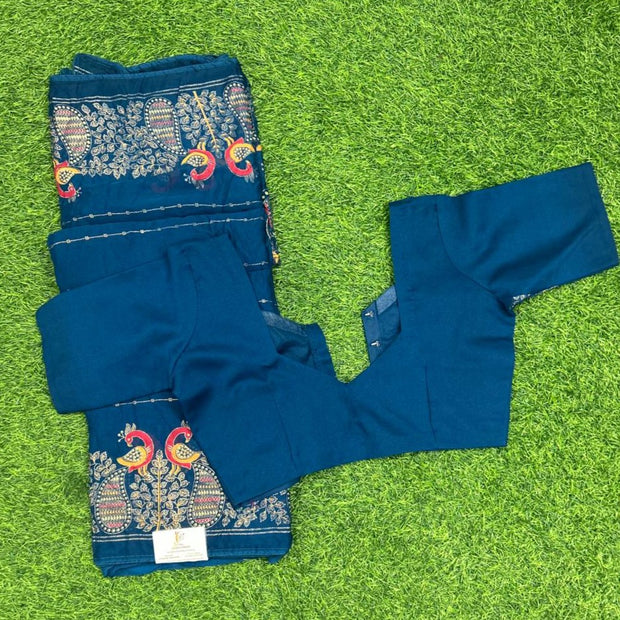 Peacock Blue Crush Georgette 30JAN9