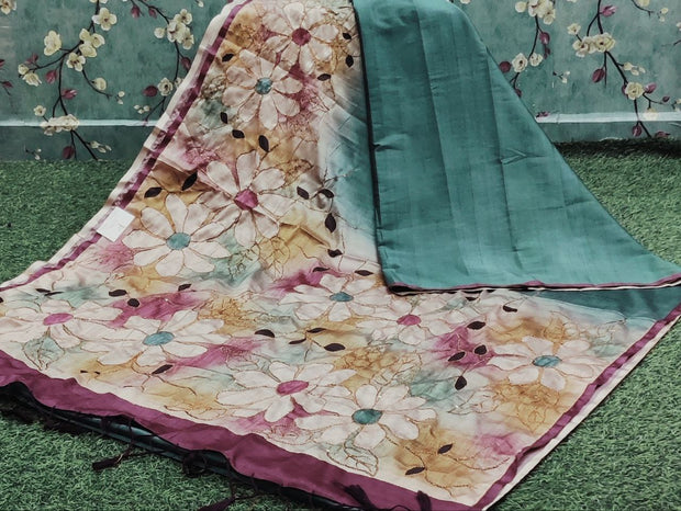 Raw Mango Green LW Tussar Silk 2MAR11