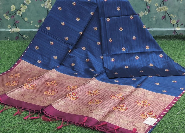 Peacock Blue Kadhi Jute Pattu 4MAR1