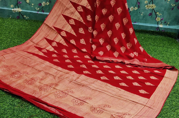 Red Georgette Banarasi 23MAR7E