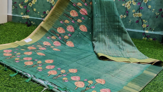 Lux Green Tussar Silk 4APR13
