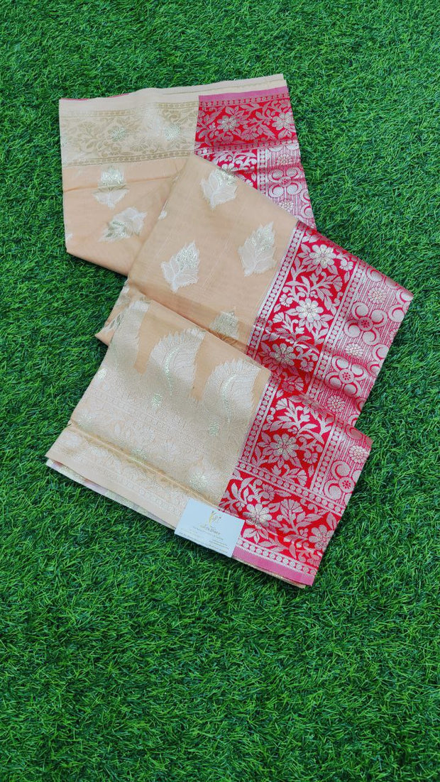 Light Peach Handloom Pattu 10APR1