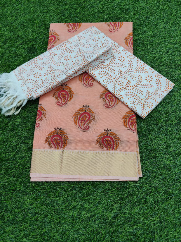 Light Orange Handloom Mangalagiri 12APR1E