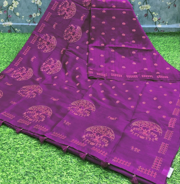 Burgundy Tussar Silk 8MAY2E