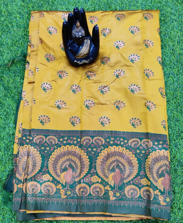 Yellow Madhubani Pattu 29MAY3E